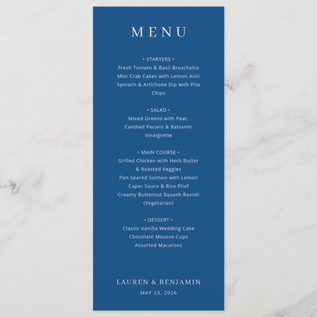 Elegant Navy Blue Menu Template (Anverso)