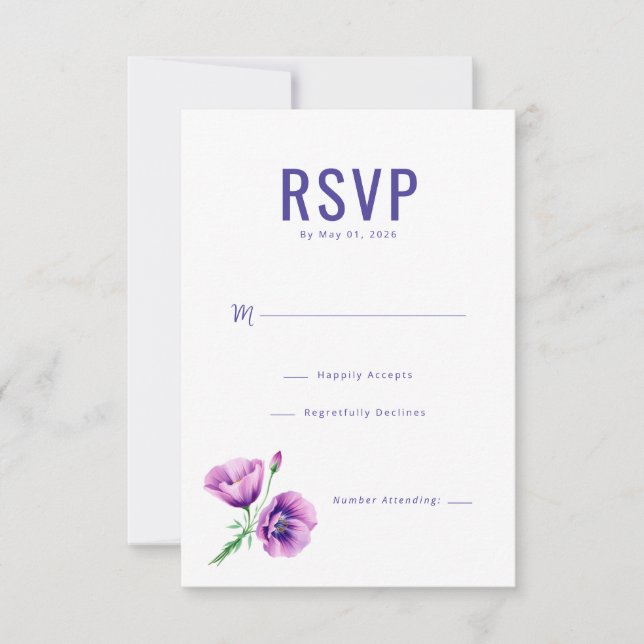 Elegant Navy Floral RSVP (Anverso)