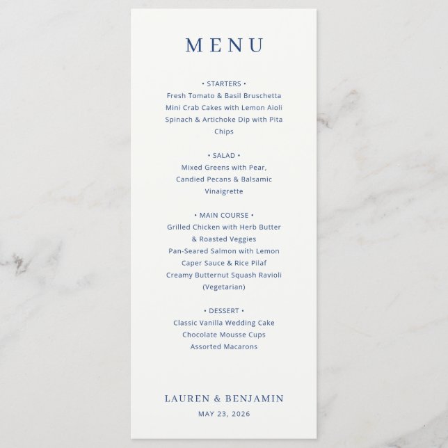 Elegant Navy Menu Template (Anverso)