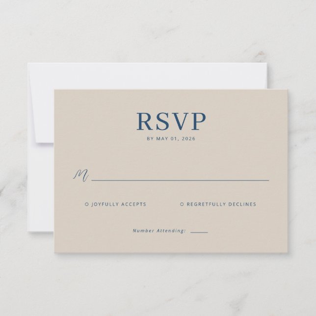 Elegant Navy RSVP Card (Anverso)