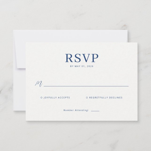 Elegant Navy RSVP Card (Anverso)