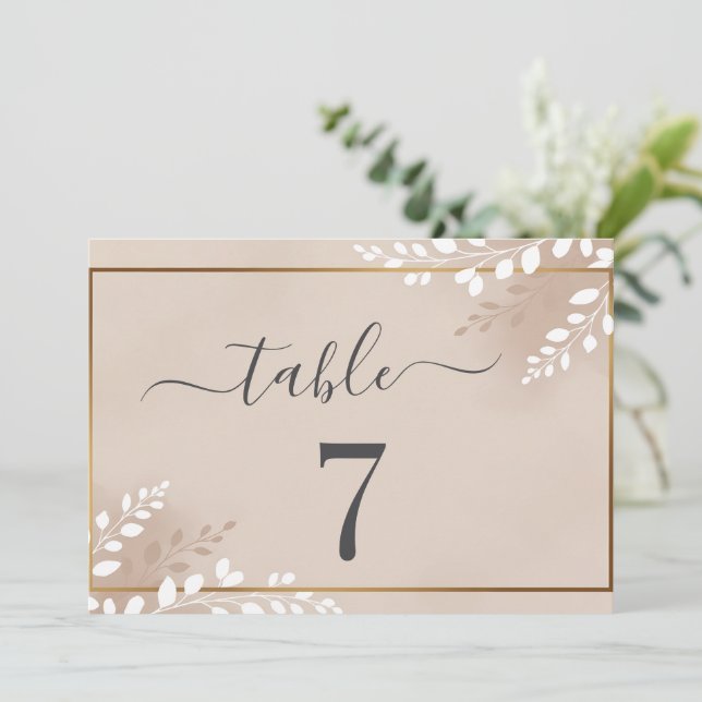 Elegant Neutral Magnolia Wedding Table Number (Anverso de pie)