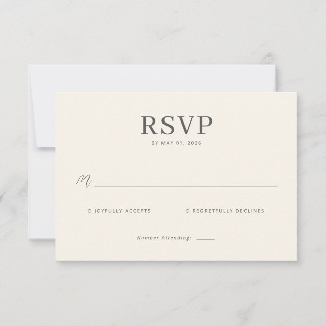 Elegant Off-White RSVP Card (Anverso)