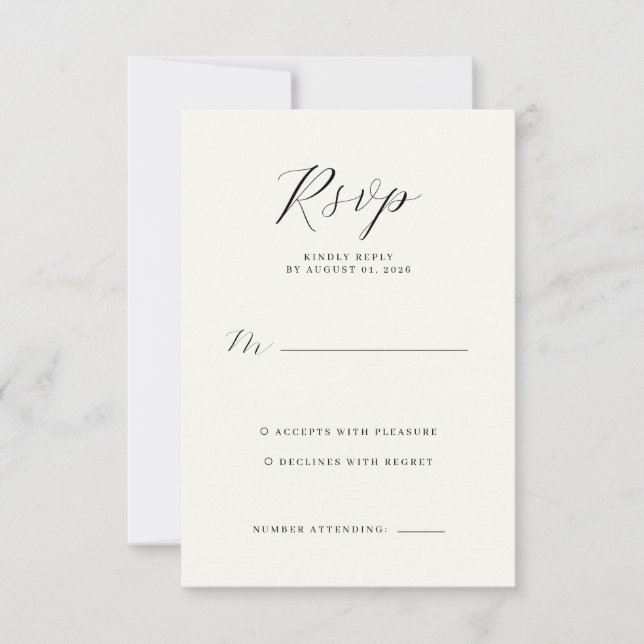 Elegant Off-White RSVP Card (Anverso)