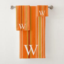 Elegant orang & brown stripes pattern monogram