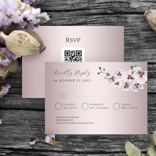 Elegant Orchid Wedding RSVP Card (Subido por el creador)