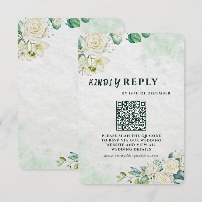 Elegant Organic Modern Wedding RSVP Card  (Anverso / Reverso)
