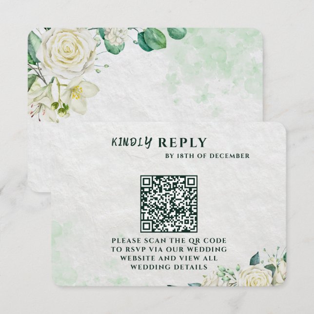 Elegant Organic Modern Wedding RSVP Card  (Anverso / Reverso)