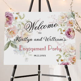 **Elegant Painted Floral Engagement Party Welcome
