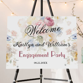 Elegant Painted Floral Engagement Party Welcome 