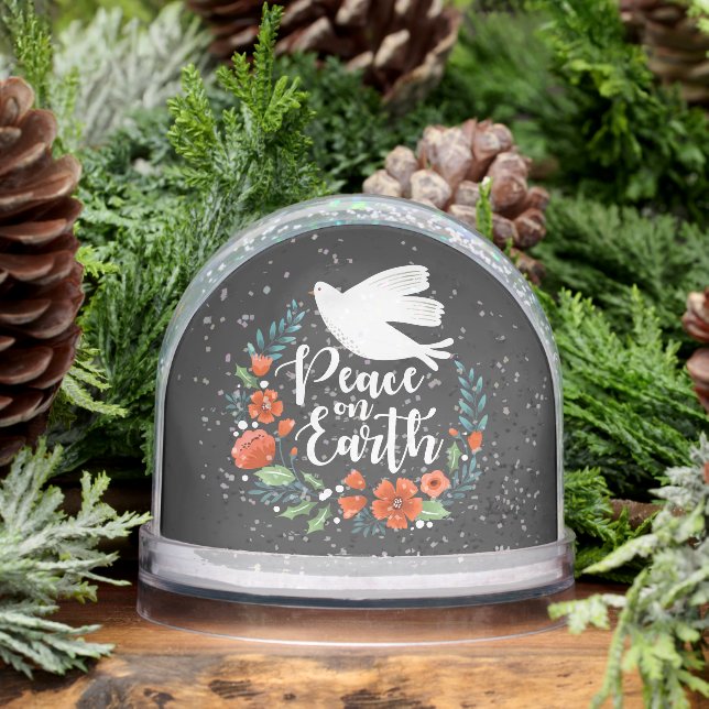 Elegant Peace on Earth Family Christmas Photo (Invierno)