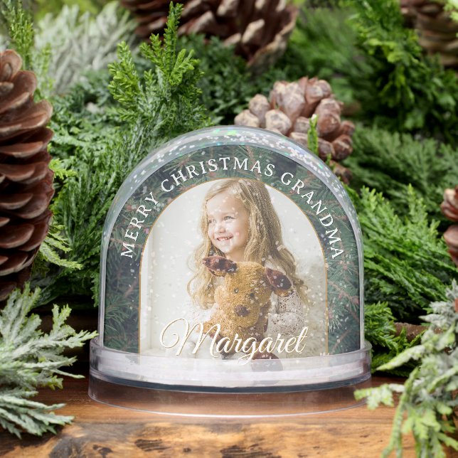 Elegant Pine Border Photo Snow Globe (Invierno)