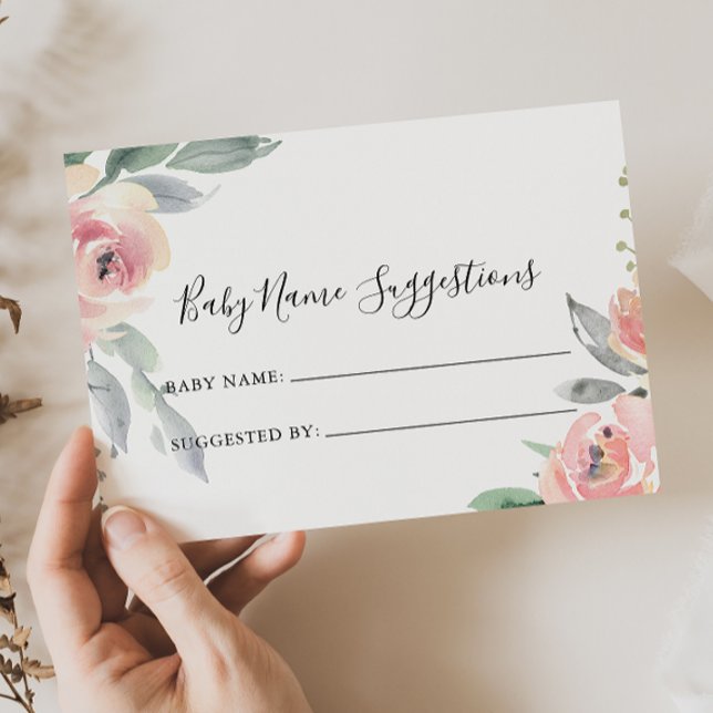 Elegant Pink Blush Baby Name Suggestions Card (Subido por el creador)