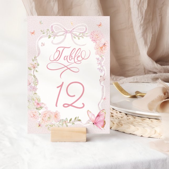 Elegant Pink Butterfly Table Number (Subido por el creador)