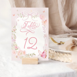 Elegant Pink Butterfly Table Number
