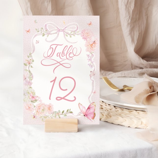 Elegant Pink Butterfly Table Number (Subido por el creador)