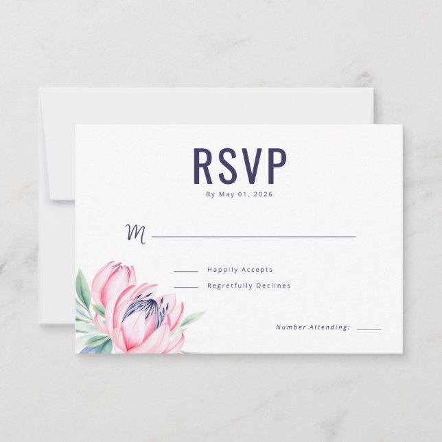 Elegant Pink Floral RSVP (Anverso)