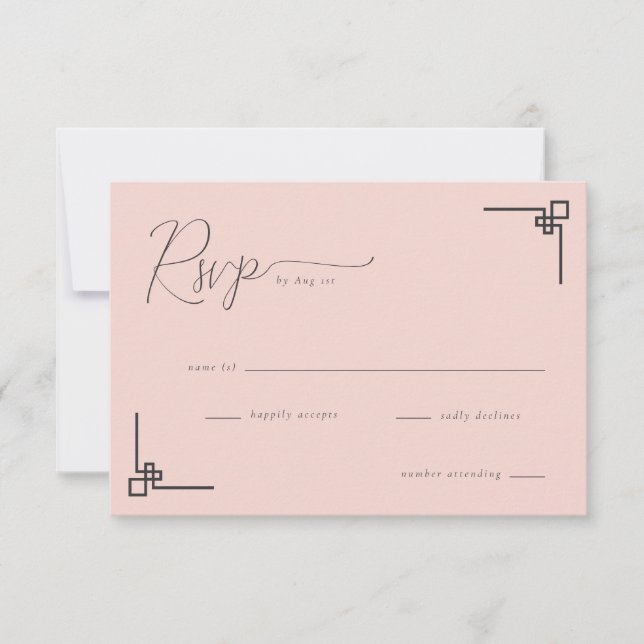 Elegant Pink Geometric RSVP (Anverso)