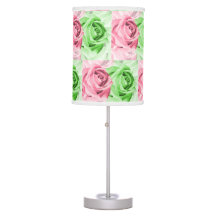 Elegant Pink & Green Rose Lamp