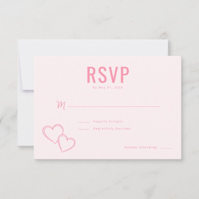 Elegant Pink Hearts RSVP (Anverso)
