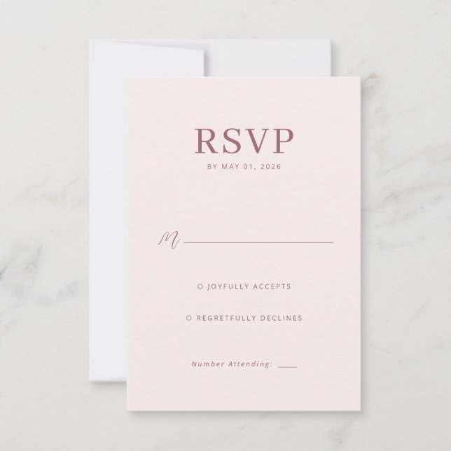 Elegant Pink RSVP Card (Anverso)