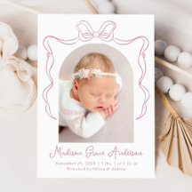 Elegant Pink Vintage Bow Birth