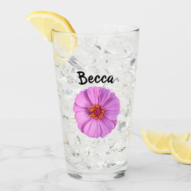 Elegant Pink Zinnia Flower Personalized (Anverso (hielo))