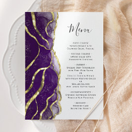 Elegant Purple Gold Ink Wedding Menu