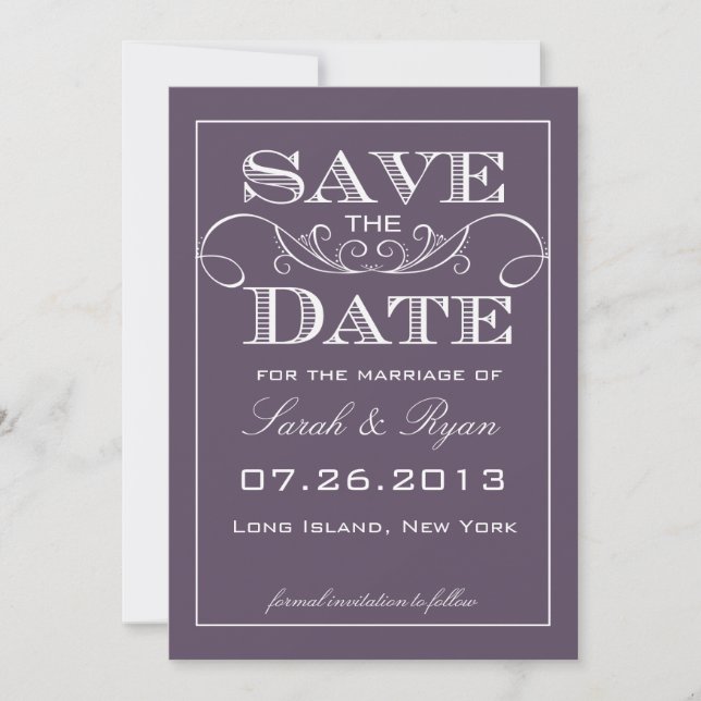 Elegant Purple Save the Date Photo Invitación (Anverso)