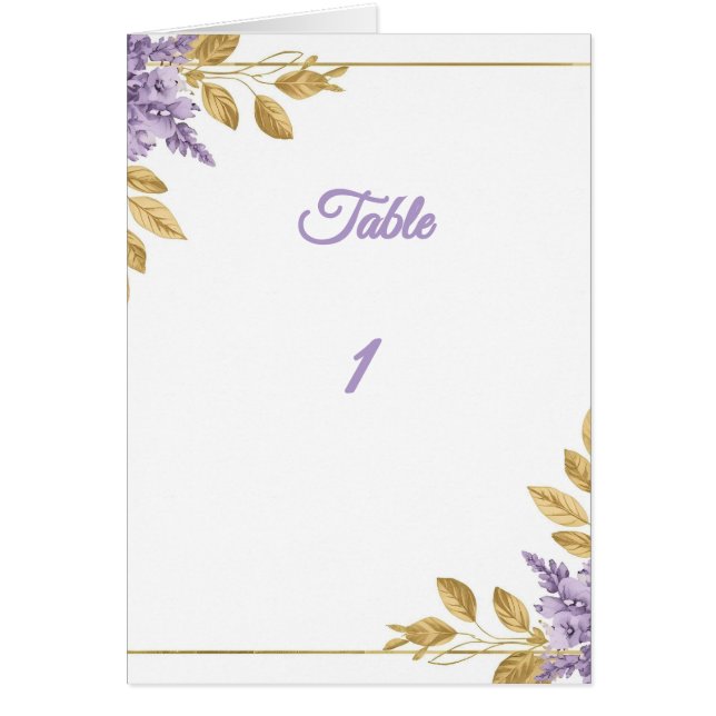 👉 Elegant Purple Wisteria Gold Floral Folded Tabl (Frente)