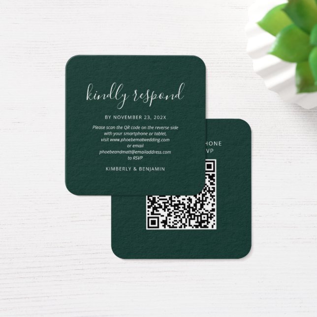 Elegant QR Code Wedding RSVP Card (Escritorio)