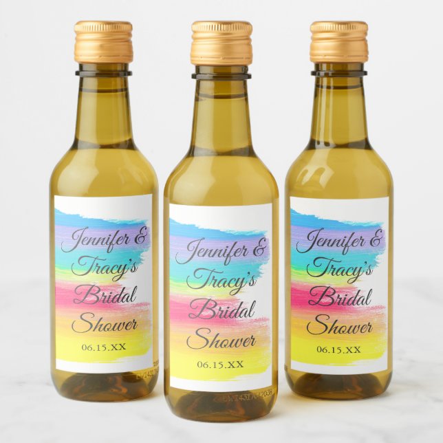 Elegant Rainbow Personalized Bridal Shower Mini (Botellas)