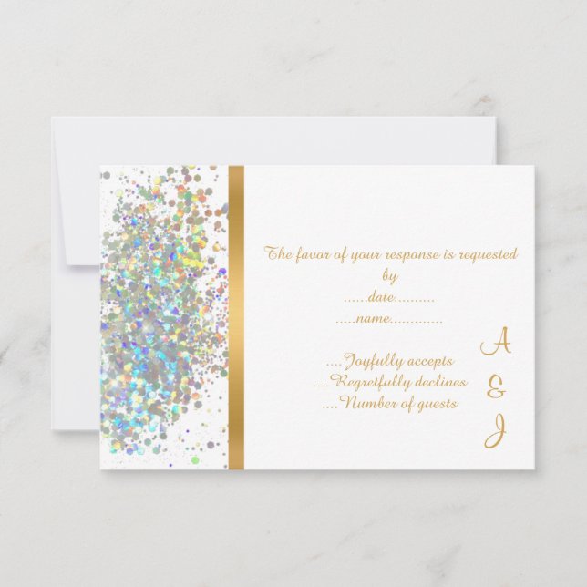 ELEGANT RAINBOW SPARKLE  ORO RSVP PERSONALIZADA (Anverso)