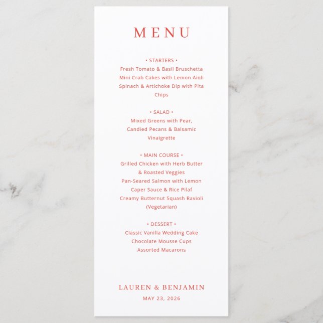 Elegant Red Minimalist Menu (Anverso)