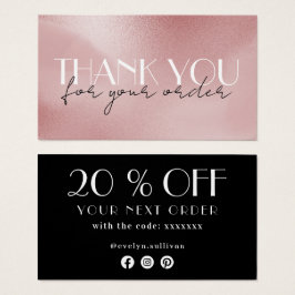 elegant rose pink thank you discount card