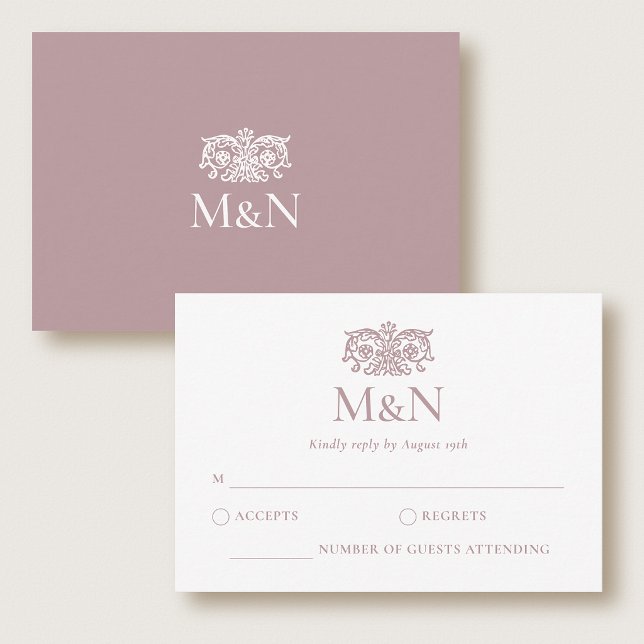 Elegant RSVP Wedding Monogram Pink Enclosure (Subido por el creador)