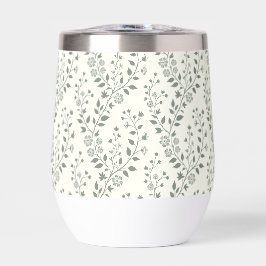 Elegant Sage Cream Minimalist Boho Floral Pattern