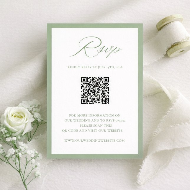 Elegant Sage Green Botanical Wedding RSVP Card (Subido por el creador)