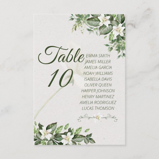 Elegant Sage Green Foliage Table Number with Guest (Anverso)
