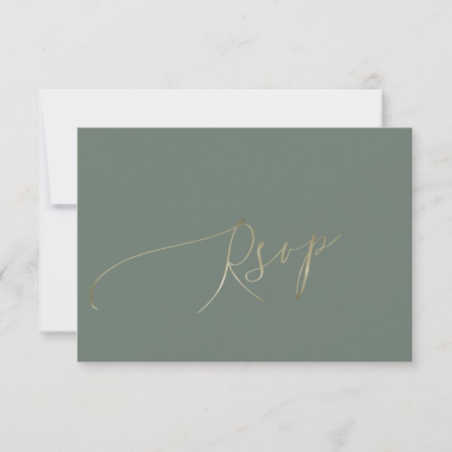 Elegant Sage Green Wedding RSVP (Anverso)