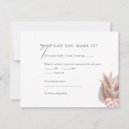 Elegant Script  Bohemian Pampas Grass Wedding RSVP