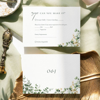 Elegant Script Eucalyptus Foliage Wedding RSVP