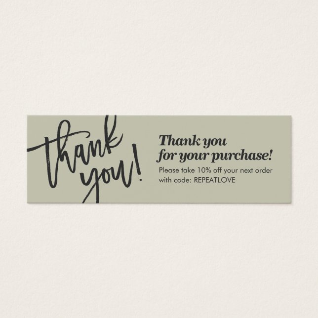 Elegant script handwriting thank you sage green (Frente)