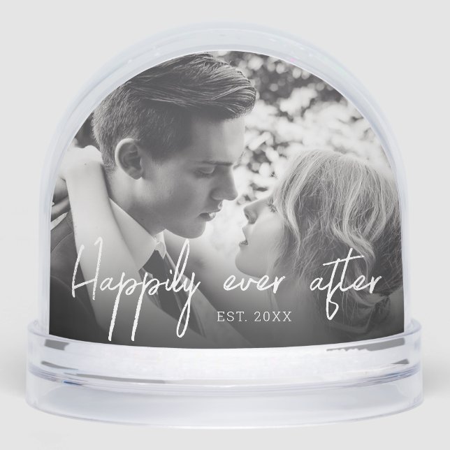 Elegant Script Happily Ever after Couple Photo (Anverso)
