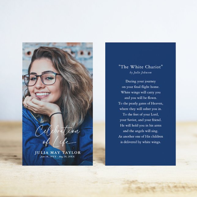 Elegant Script Photo Funeral Prayer Card (Subido por el creador)