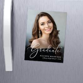 Elegant Script Photo Graduation Magnetic Card