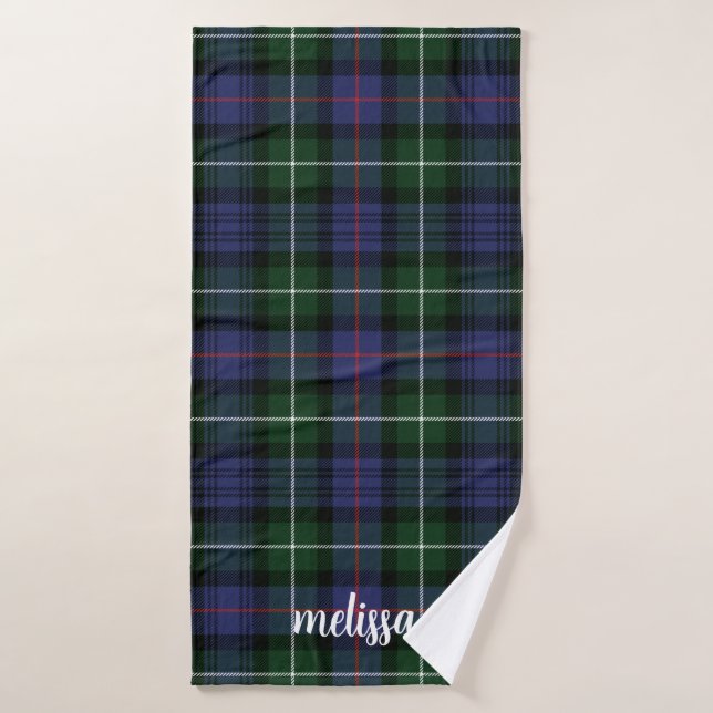Elegant Script Rustic Tartan Custom (Toalla de baño)