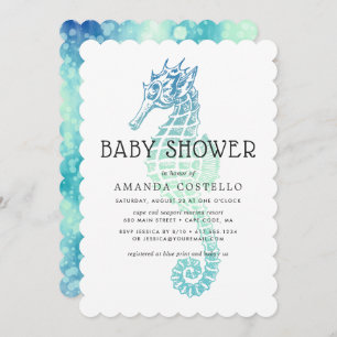 Elegant Seahorse Baby Shower Invitación