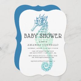Elegant Seahorse Baby Shower Invitación
