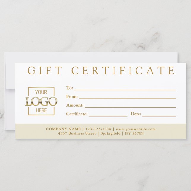 Elegant Simple Custom Business Gift Certificate (Anverso)